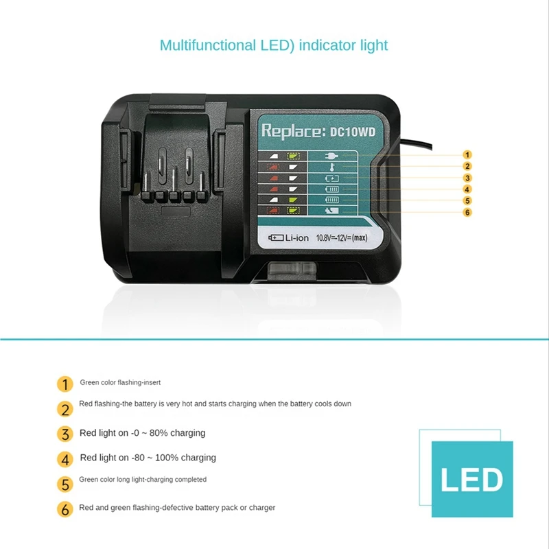 Зарядное устройство DC10WD замена для аккумулятора MAKITA 10 8 В 12 BL1016 BL1040B BL1015B BL1020B BL10DC10SA