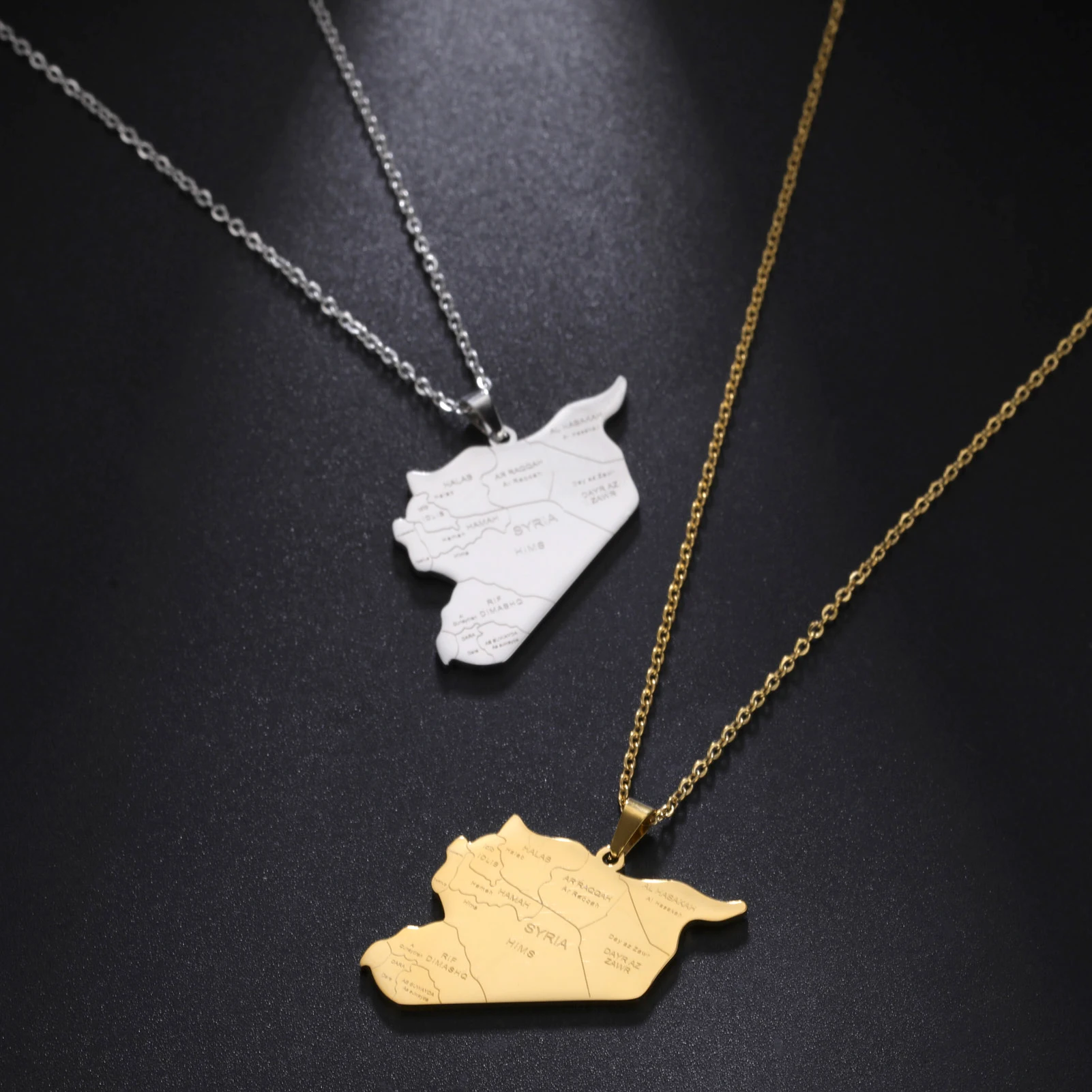 

Kkjoy Stainless Steel Syria Map Flag Pendant Necklaces for Women Men Gold Color Charm Syrians Map Pendant Jewelry Wholesale New