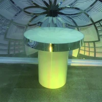Hot Sale Acrylic Golden Round Table Centerpiece Cake Table With LED For Wedding Decor