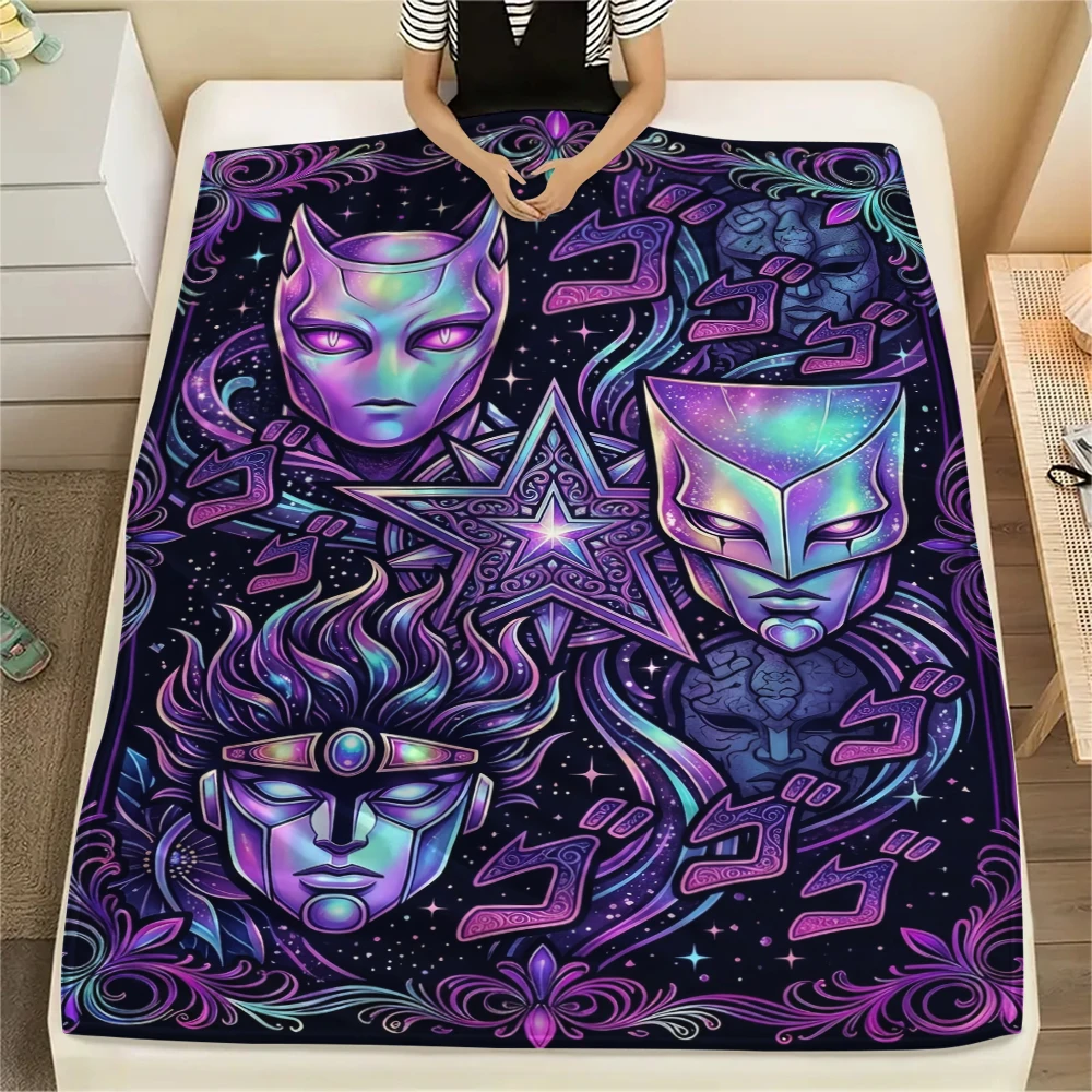 Фото Теплое фланелевое одеяло JOJO Bizarre Adventure с уютным принтом для спален, диванов, кресел, путешествий, пикников, многофункциональное одеяло-Xin №5