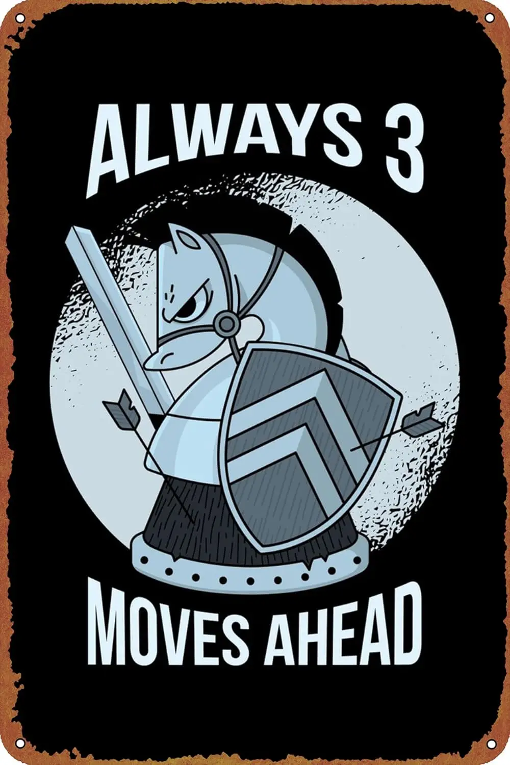 Шахматный рыцарь мультяшный постер винтажная жестяная вывеска для бара офиса