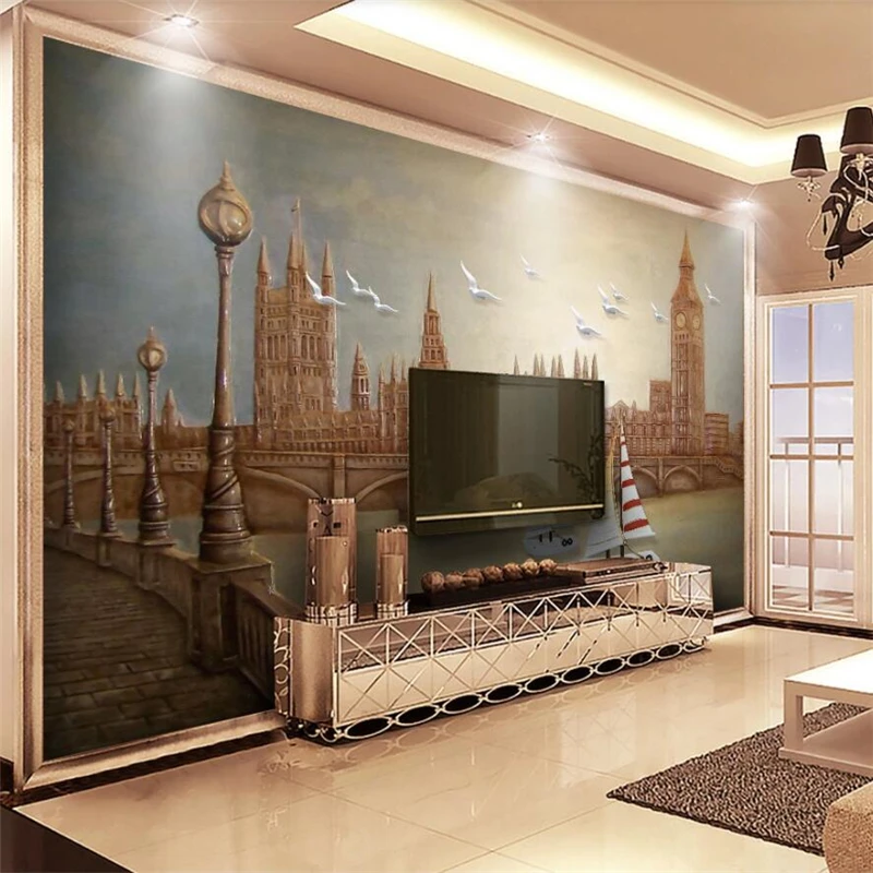 Самоклеящиеся обои на заказ европейские 3D однотонные настенные рельефные