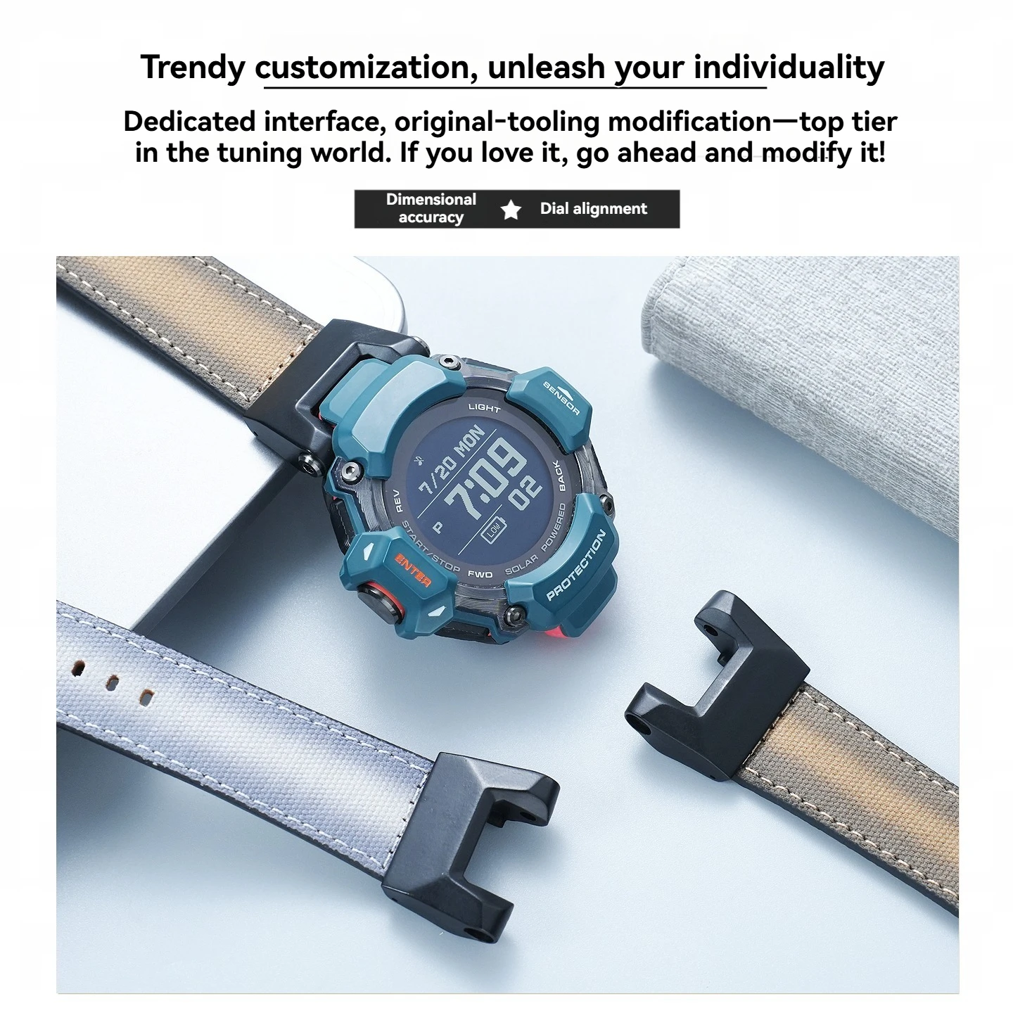 Фото Подходит для модификации и улучшения браслетов серии Casio GBD-H2000, мягкий нейлоновый ремешок для часов, специальная модель. №3