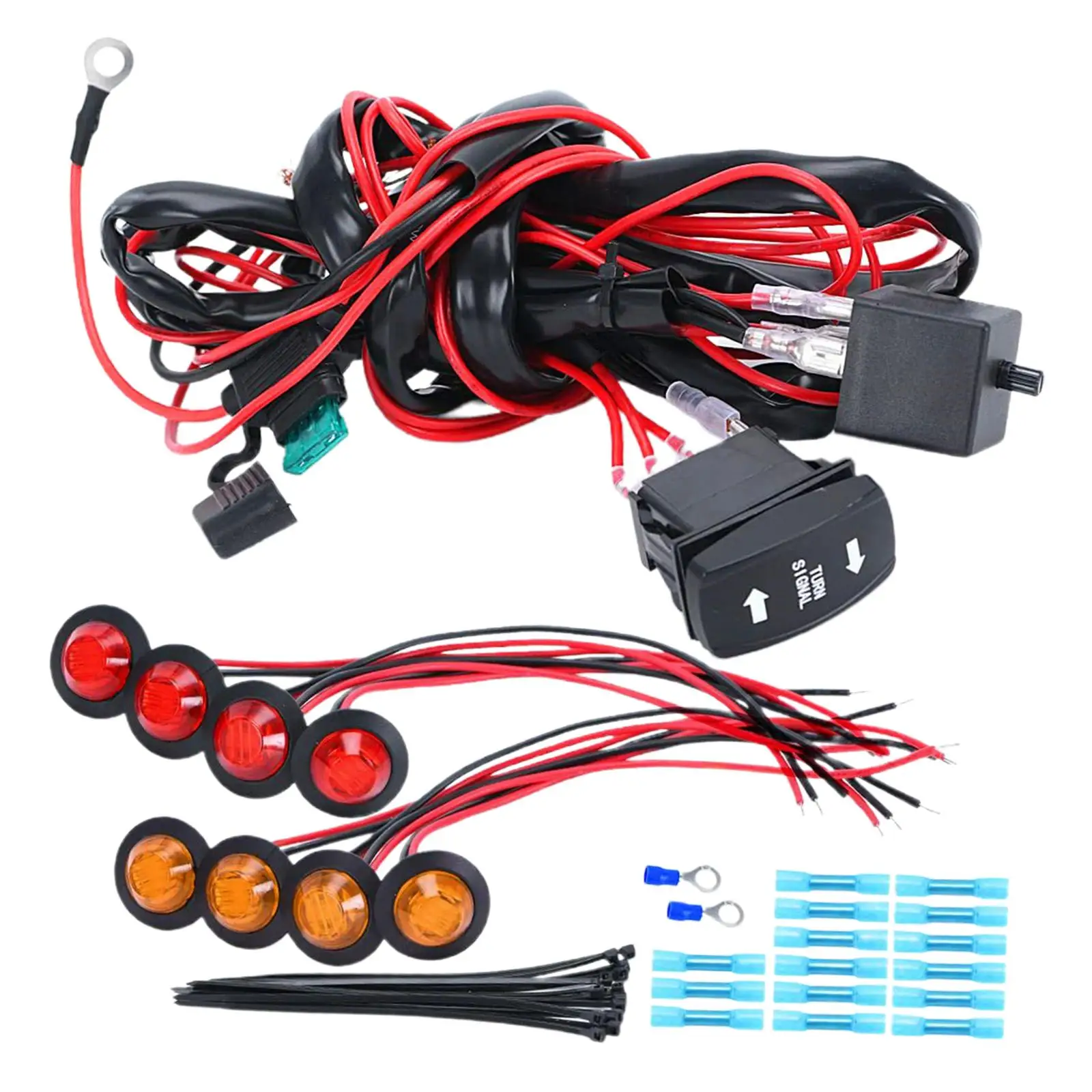 

ATV UTV Rocker Switch Turn Signals Kit High Performance for ATV UTV Side by Side Vehicles Flasher Relay Wire Harness Universal