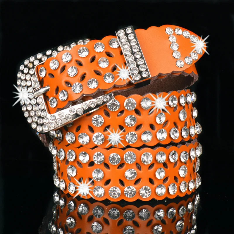 women's inlaid hollow rhinestone belt all match fashion