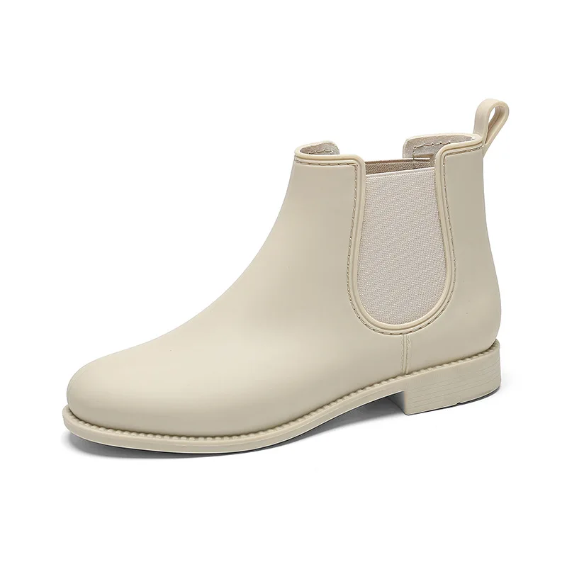 2023 Women Elastic Band Ankle Rain Boots Waterproof Woman Water Shoes Wellies Boots Female Rain Shoes