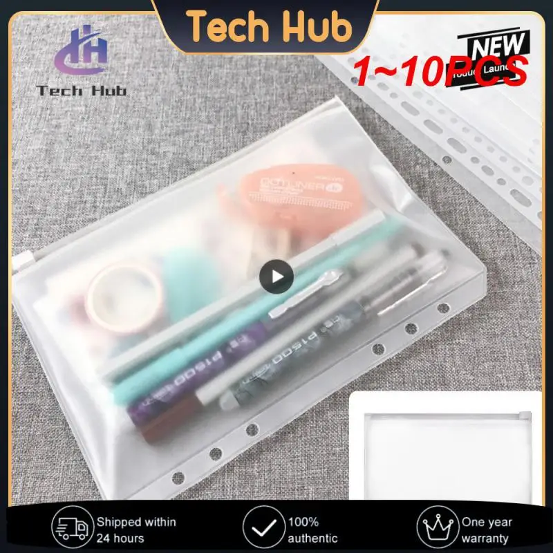 

1~10PCS Convenient Clear PVC A5 A6 A7 Binder Pockets Clear Zipper Folders For 6-Ring Notebook Binder Files Reports Binder