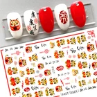 3D наклейки для ногтей милый тигр маникюрные наклейки китайский новогодний Маникюр самоклеящиеся матовые самодельные Украшения для ногтей аксессуары