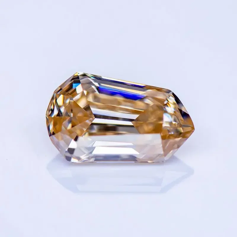 Moissanite Stone Peltate Cut Primary Color Champagne Lab Created Gemstone for DIY Jewelry Making Materials with GRA Certificate