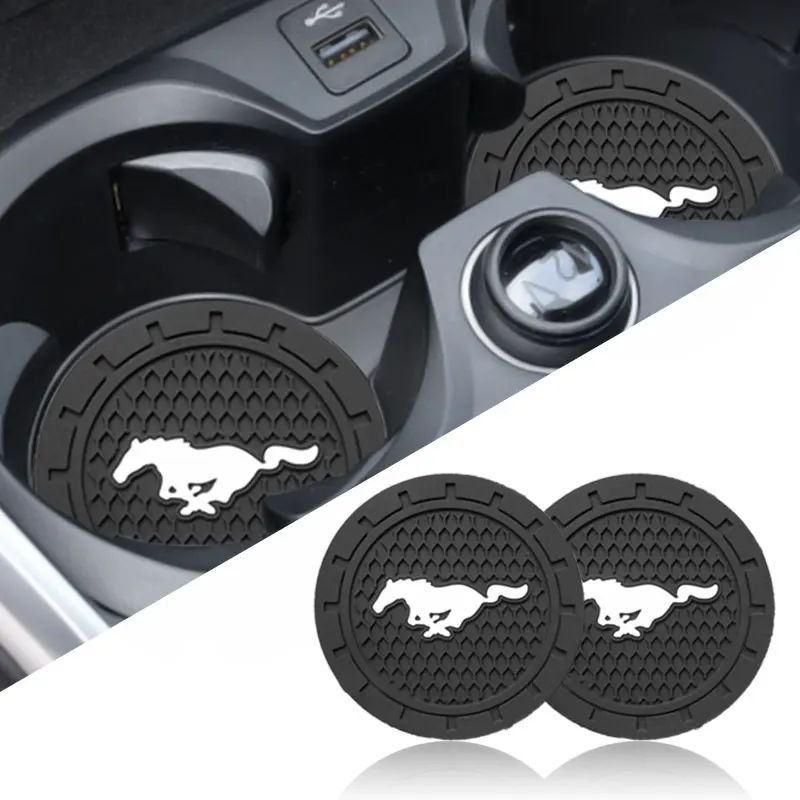 

Fashion Car Logo Water Coaster Auto Badge Cup Pad Dust Mat For Ford Mustang Universal Big Size Mustang Shelby GT Car Accessories