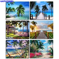 gatyztory picture diy painting by numbers sandy beach acrylic canvas painting handpainted coloring by numbers drawing art 40x50c