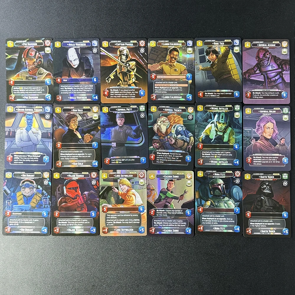 Фото Коллекционные игровые карты SWUDB Proxy Foil TCG Jump to Lightspeed (JTL) с Луке Скайуокером, Ландо Калриссианом, Ханом Соло, Асажж Вентрес, Боба Феттом №2