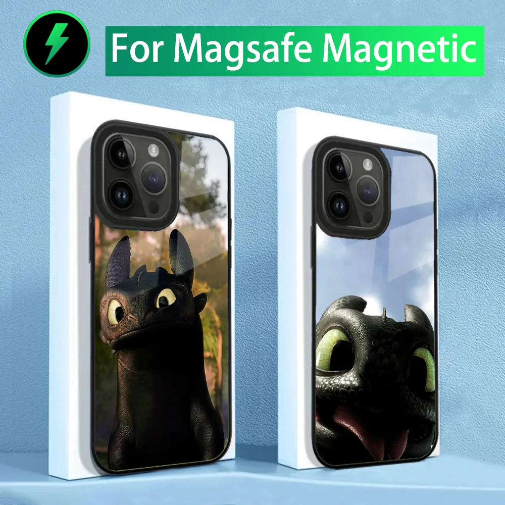 Фото Милый чехол для телефона T-Toothless-S H-HTTYD для iPhone 15,14,13,12,11, Plus, Pro, Max Mini Magsafe с магнитной беспроводной зарядкой №1