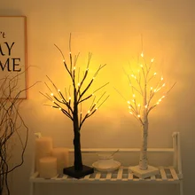 LED 화이트 자작나무 조명, 크리스마스 홈 장식 조명, 인테리어 침실 룸, 생일 파티 풍경 조명, 크리스마스 트리