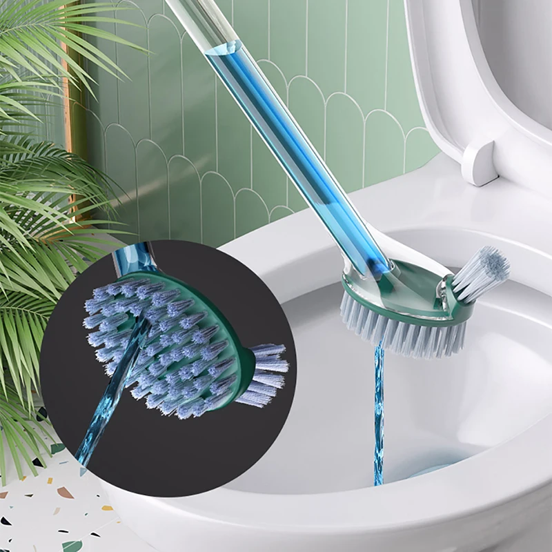 

Double Sided Brush Head No Dead Angle Wall Mounted Silicone Toilet Brush Cleaning Tool Filling Detergent Cleaning Brush