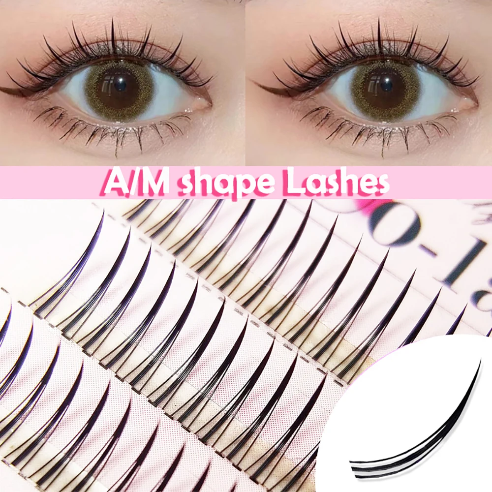 

A/M Shape Professional Makeup Individual Lashes Cluster spikes lash wispy premade russian Natural Fluffy false eyelashes