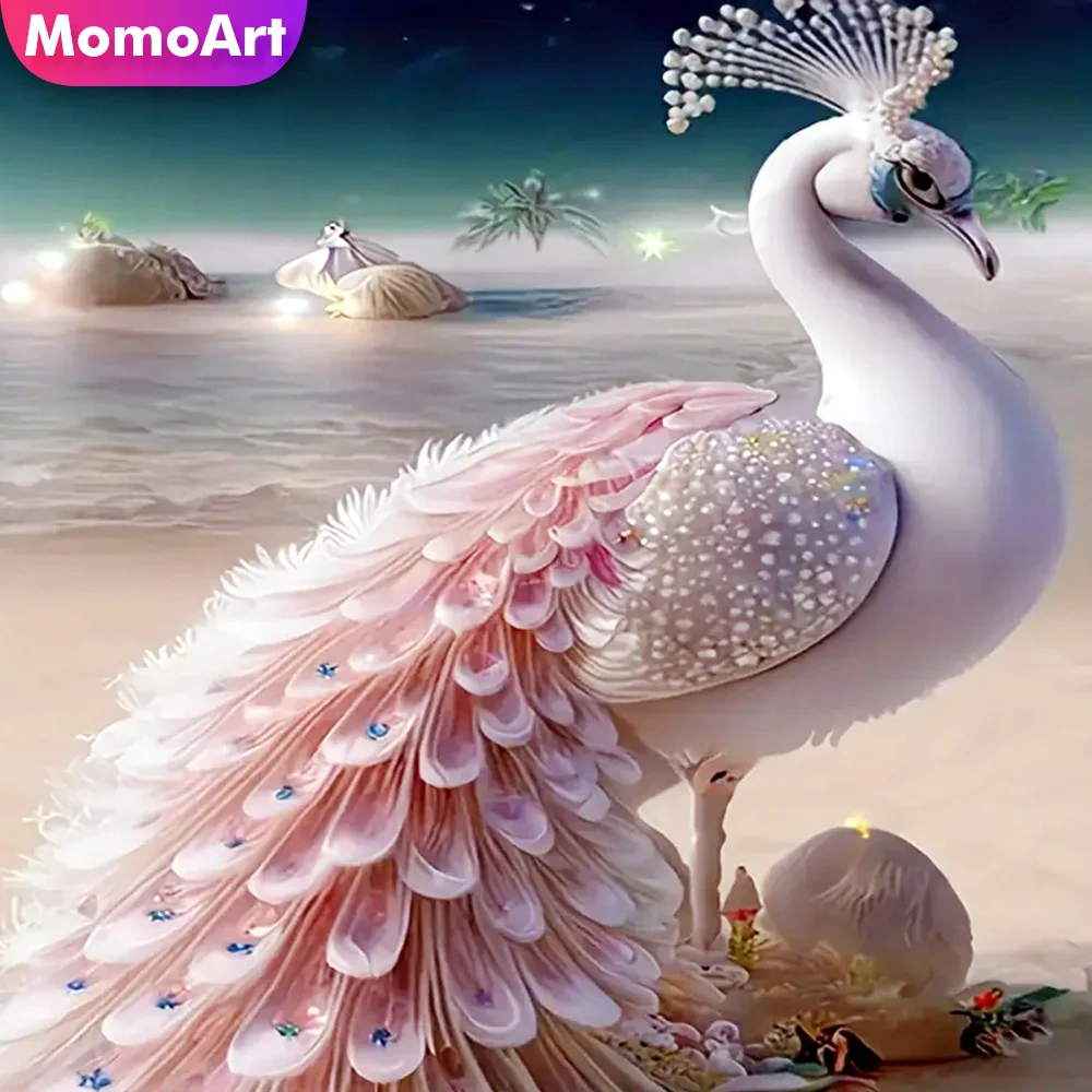 Momoart 5D DIY Комплект Алмазной Живописи Павлин Полная Круглая Квадратная Дрель