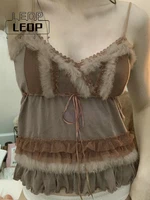 ledp irregular feather cute y2k camisole womens contrast patchwork tops womens sleeveless v neck tank tops y2k tops sexy tops