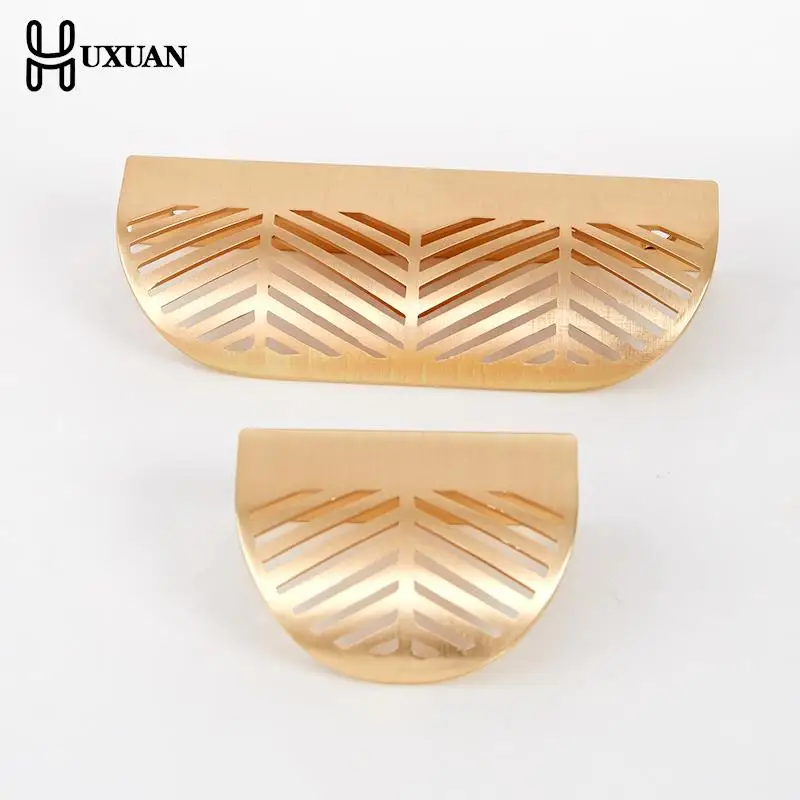 

Leaf Shape Brass Gold Cabinet Pulls Furniture Handles Copper Drawer Pull Knobs