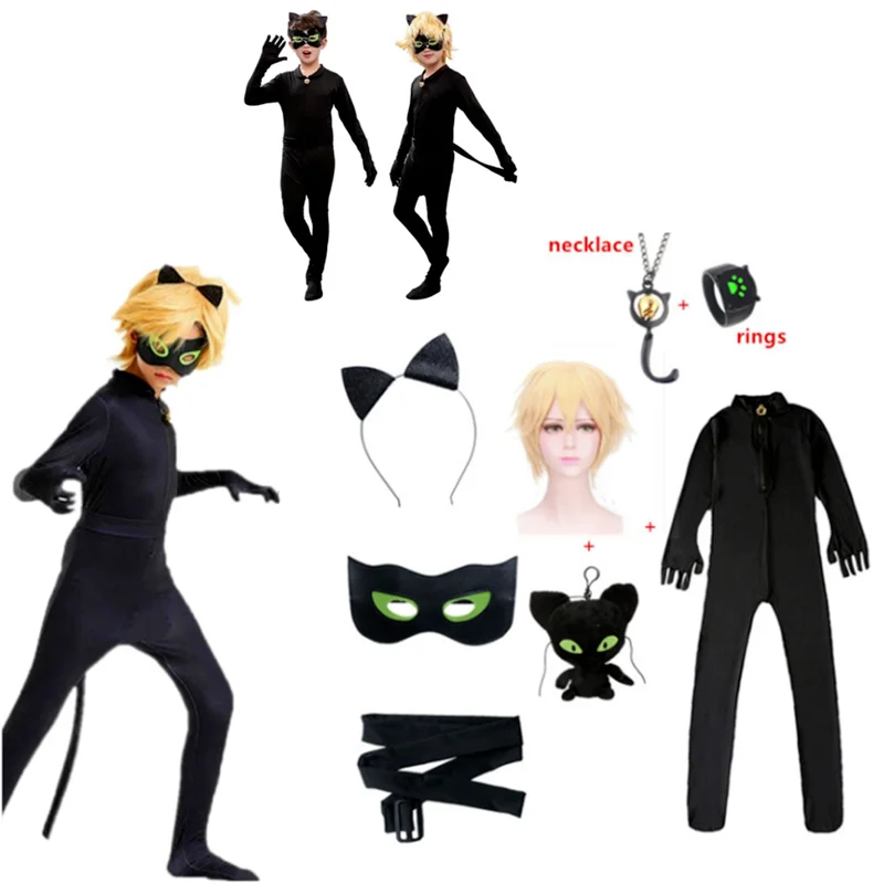 

Kids Easter Marinette Fantasia Tikki Plagg Cosplay Jumpsuit Cat Noir Children Costumes Wig Toy Christmas Fancy Boy Girl Costumes