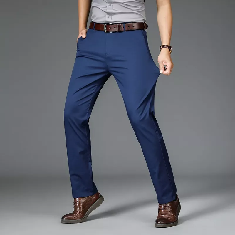 

Брюки мужские стрейчевые, тонкие повседневные хлопковые прямые штаны, 4 цвета, весна-лето