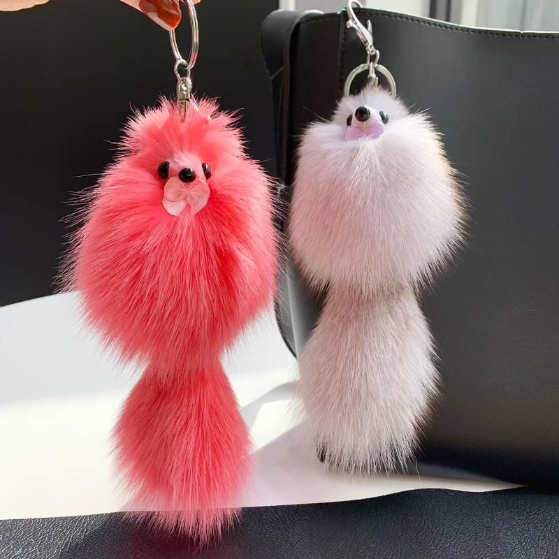 

New Real Fur Fox Handmade Cute Key Chains Keychains Bag Accessory Car Handbag Keychain For Women Girls Keyrings Gifts Friends