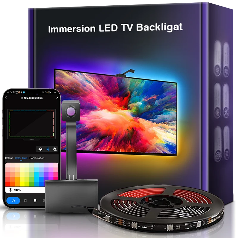 RGBIC TV LED Strip Lights App Control Music Sync Light Bars 1080P Camera Sync Screen Backlights Strip USB Ambient PC Backlight