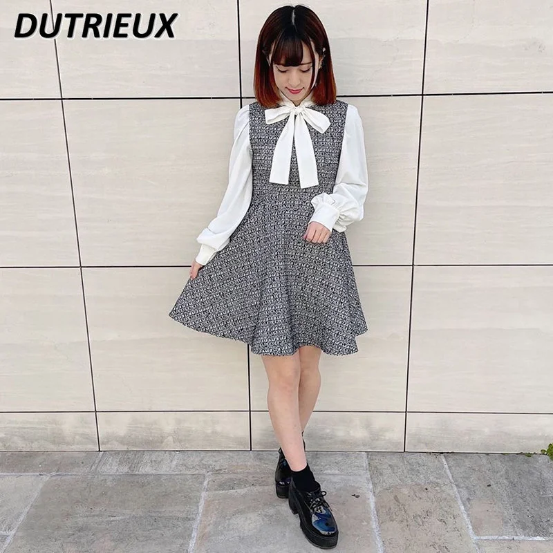 

Платье женское с длинным рукавом, элегантное приталенное повседневное винтажное офисное платье в японском стиле, весна-осень