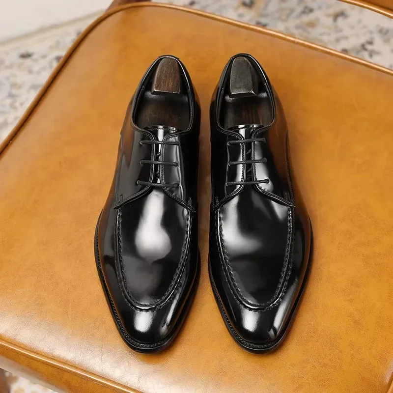 Мужская кожаная обувь шнурки изготовление кожи работа заостренная стильная