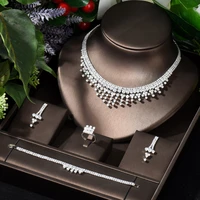 hibride bijoux femme ensemble wedding jewelry sets for women sparkling round aaa zircon fashion bridesmaid jewelry set n 348