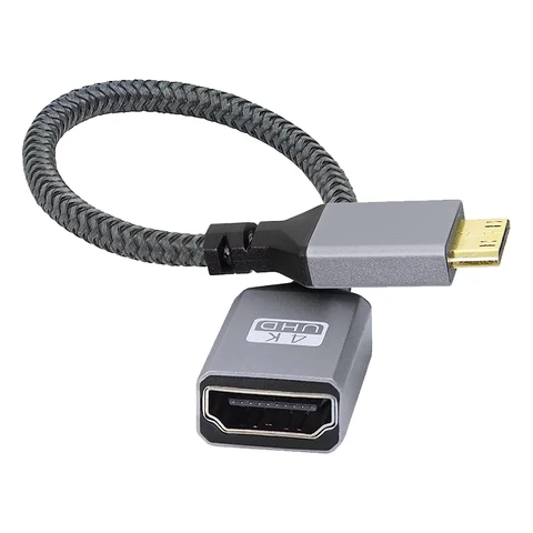 20 см мини HDMI-совместимый штекер-гнездо кабель прямой угловой Mini HDMI-совместимый с HDMI-совместимый кабель