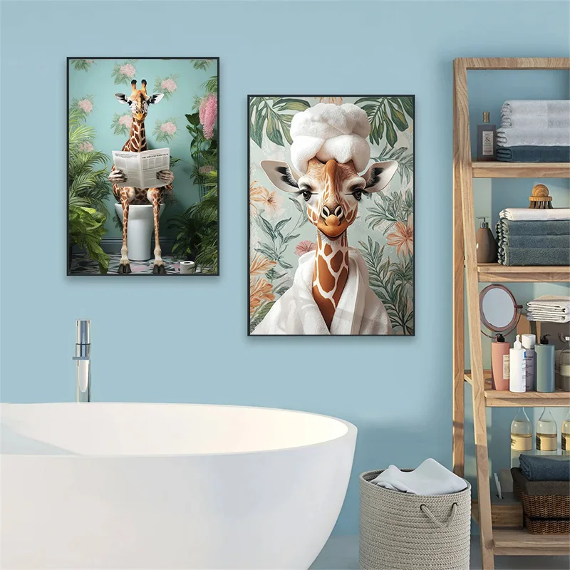 Зебра Жираф Тигр Страус Обезьяна Маус Фэнтези Лес Настенное Искусство Печать