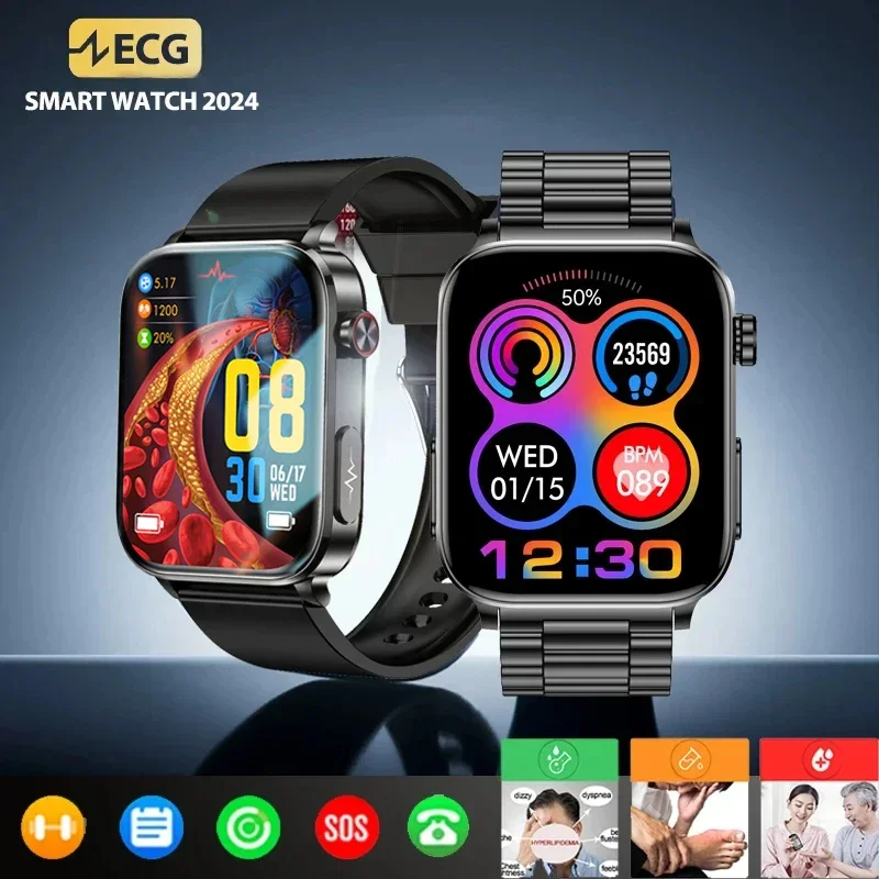 Смарт-часы мужские с измерением уровня сахара в крови и пульса