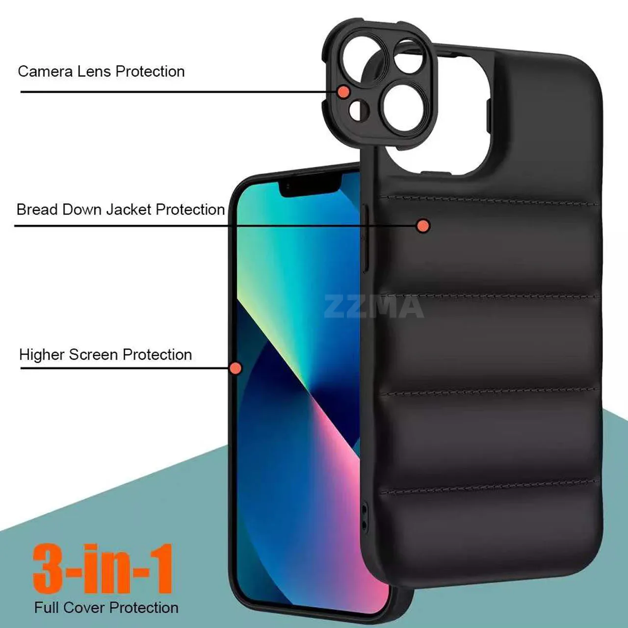zzma fashion brand down jacket phone case for iphone 13 12 11 pro max x xs xr 7 8 plus se 2020 puffer case soft silicone cover free global shipping