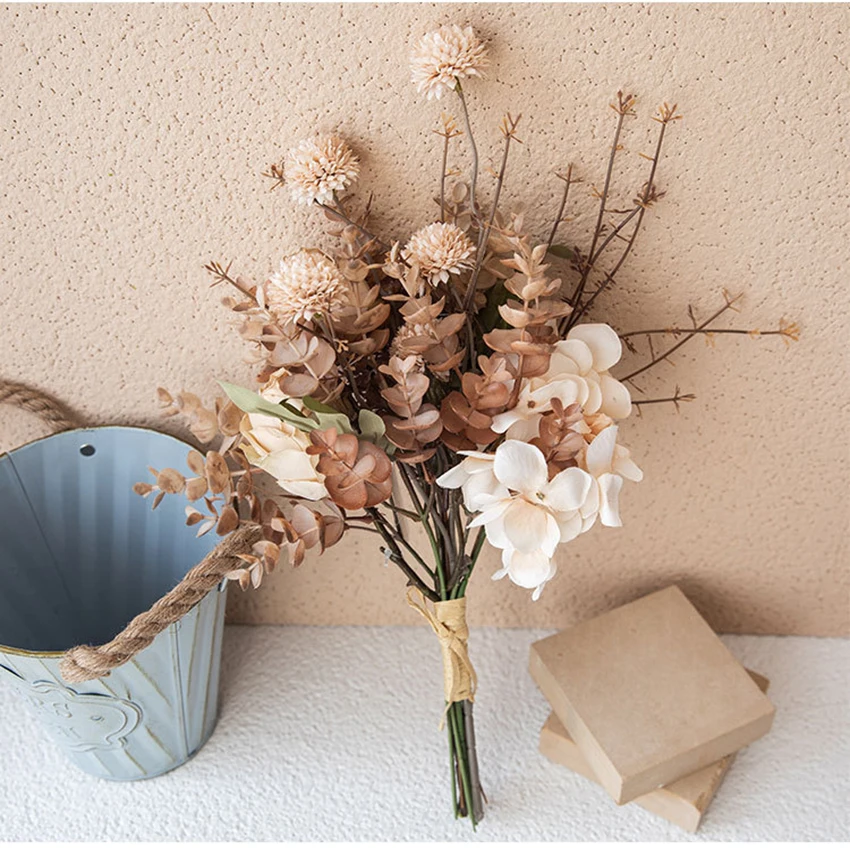 

Autumn Artificial Flowers Rose Silk Flower Bouquet Arrangement High Quality Luxury Fake Flower Wedding Living Room Decoration