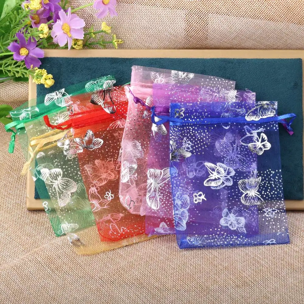 

50pcs/lot Organza Bag Gift Bag Butterfly Colorful Gifts Pouches For Wedding Party Candy Bag Jewelry Packing Wholesale