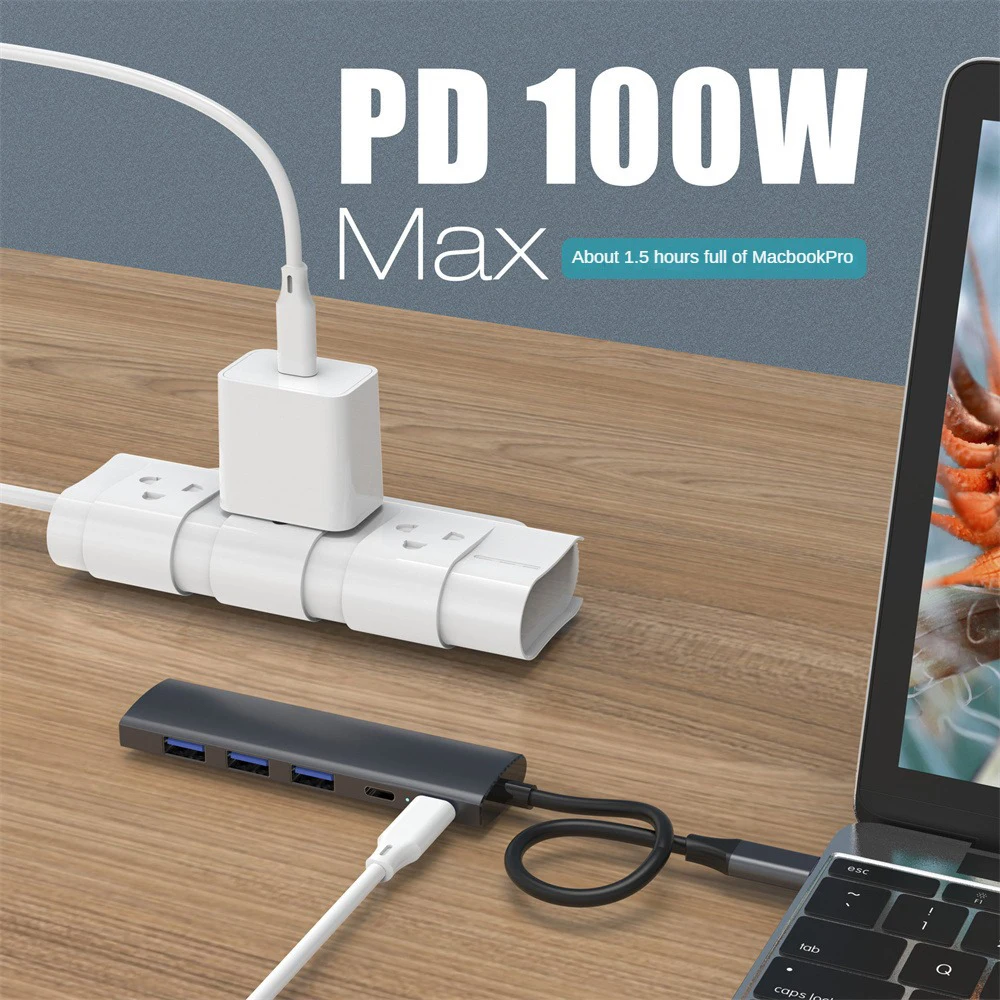 

Macbook Ipad Prousb 3,0 Usb-c 3,0 разветвитель 6-в-1 Type-c концентратор ПК Компьютерные аксессуары многофункциональная док-станция из сплава