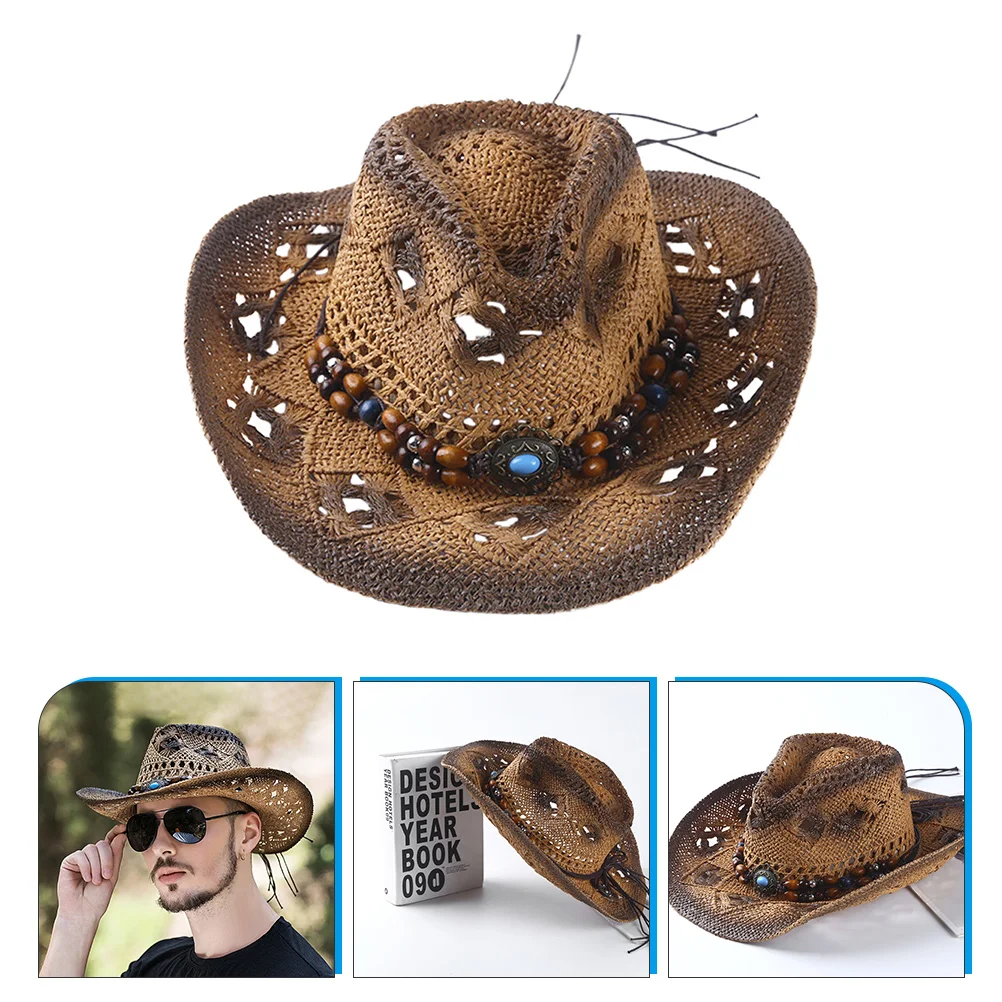 

Straw Braided Cowboy Hat Summer Beach Hat Outdoor Sun Hat Classic Cowboy Hat