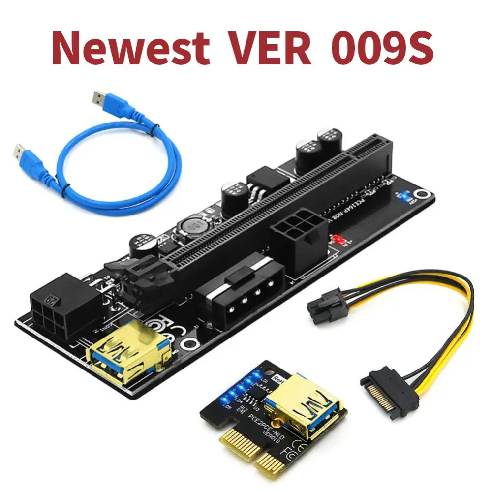 

Gpu Extender Riser Card Black With Led Indicator Portable Copper Wire Gold-plated For Video Card Gpu Mining Pci-e Gpu Adapter