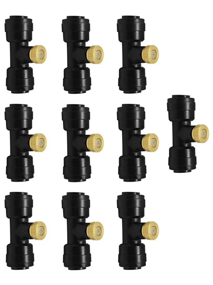 

21pcs Home Garden Irrigation System T-Piece Water Pipe Connector With Brass Mist Nozzles Irrigation System