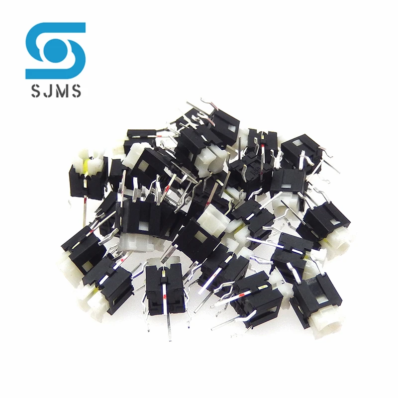 

100Pcs 6*6*8.4mm 6*6mm Through Hole Reset Micro Push Button Tactile Momentary Switch With LED Green Yellow Red White Blue Light
