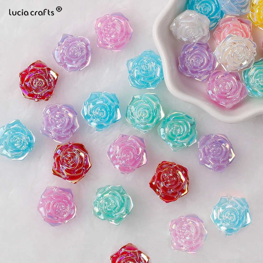 

18mm 20pcs Rose Flower Rhinestone AB Resin Flatback Gems Scrapbook Wedding Ornaments Applique Crafts DIY W0659