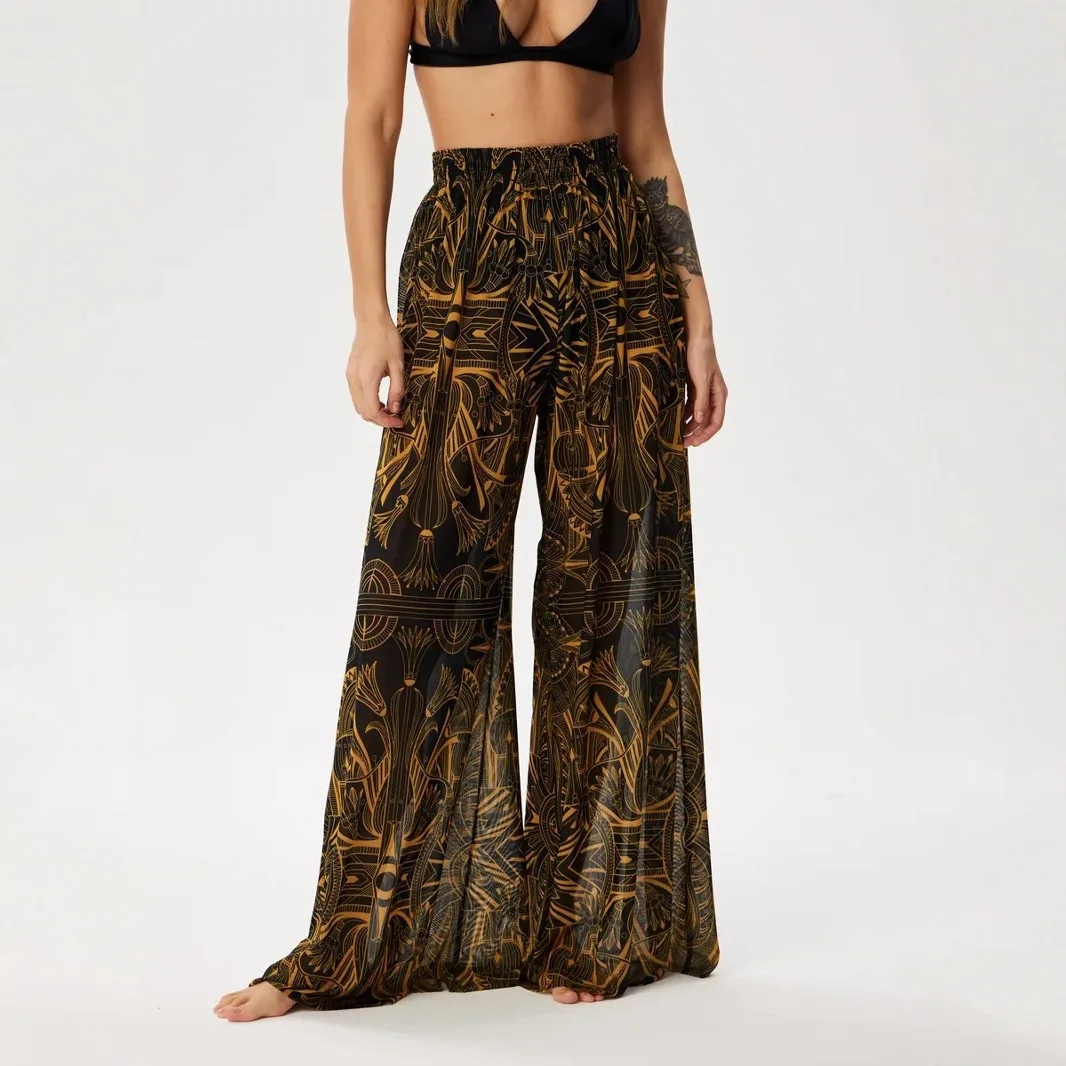 Фото Women Summer Beach Wide-Leg Skirt Pants Lightweight Quick-Dry Breathable SPF Sun Protection Casual Loose Fit Holiday Beachwear №3