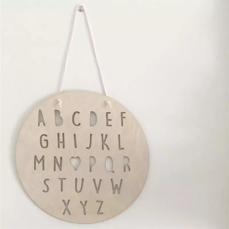 

INS Nordic Round ABC Alphabet Letter Wood Chip Wall Hanging Ornaments Children's Clothing Store Decoration Cardboard Photo Props