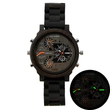 Simple Creative Wooden Watch Men Luminous Quartz Diesel Wristwatches Free Shipping Large Dial Luxury Sport Wood Watch Cloc