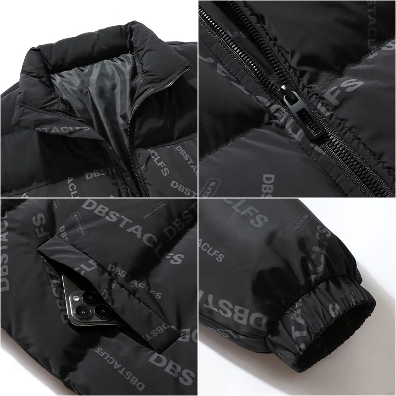 Winter Men'S Cotton Padded Jacket Thickened Hong Kong Style Student'S Bread  Couple Coat Warm Net Red