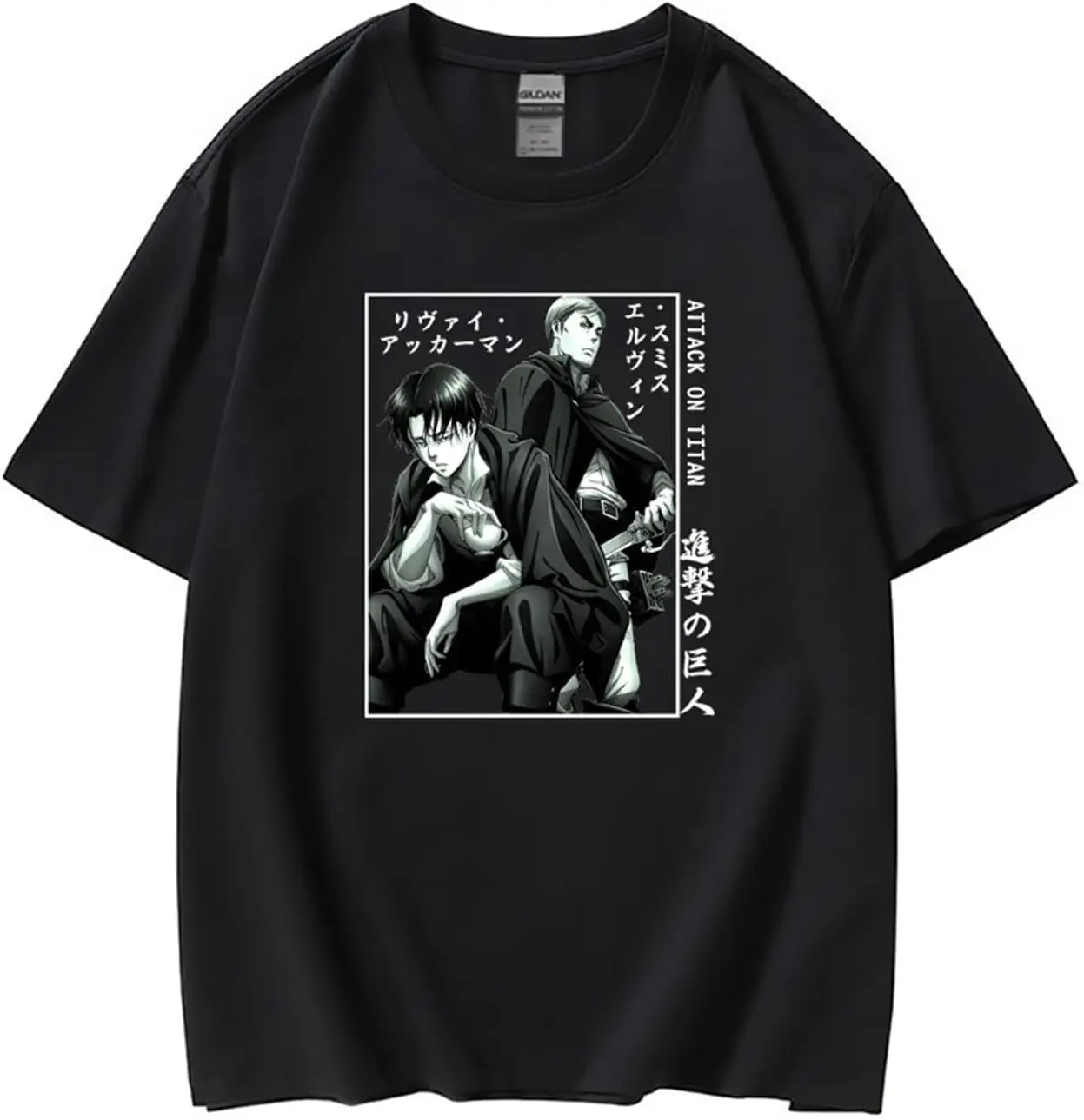 Футболка Атака Титанов Леви Эрвин Смит удобные футболки унисекс с короткими