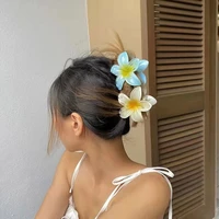 cute summer gradient flower acrylic hair clip for women girls barrette crab hair claws ponytail hairpins bath barrette headwear