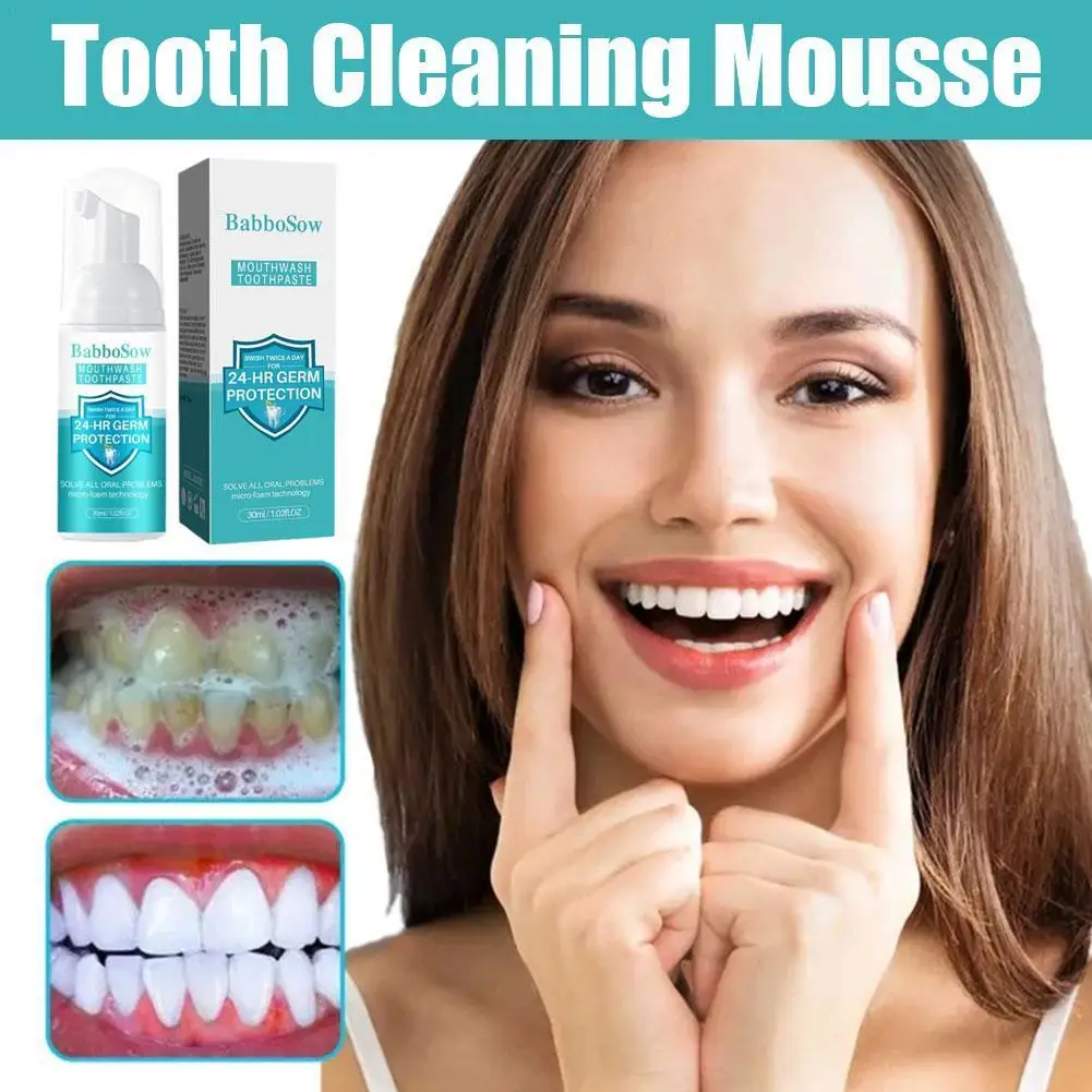 

Cleanse Mousse Toothpaste Press-on Cleaning and Whitening Stains Decay Fresh Breath Tartar Teeth Anti-tooth Breath Smoke He Q7Z5
