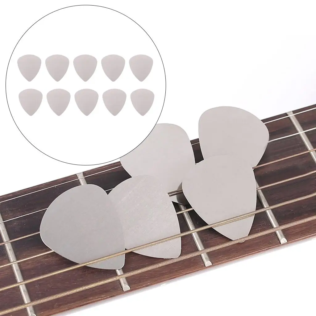

10Pcs Guitar Picks Stainless Steel Metal Bulk Plectrum for Electric Guitar